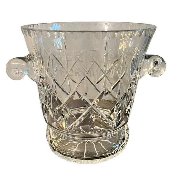 Zawiecie Other - Genuine Hand Cut Zawiecie 24% Lead Clear Crystal Ice Bucket With Handle Poland